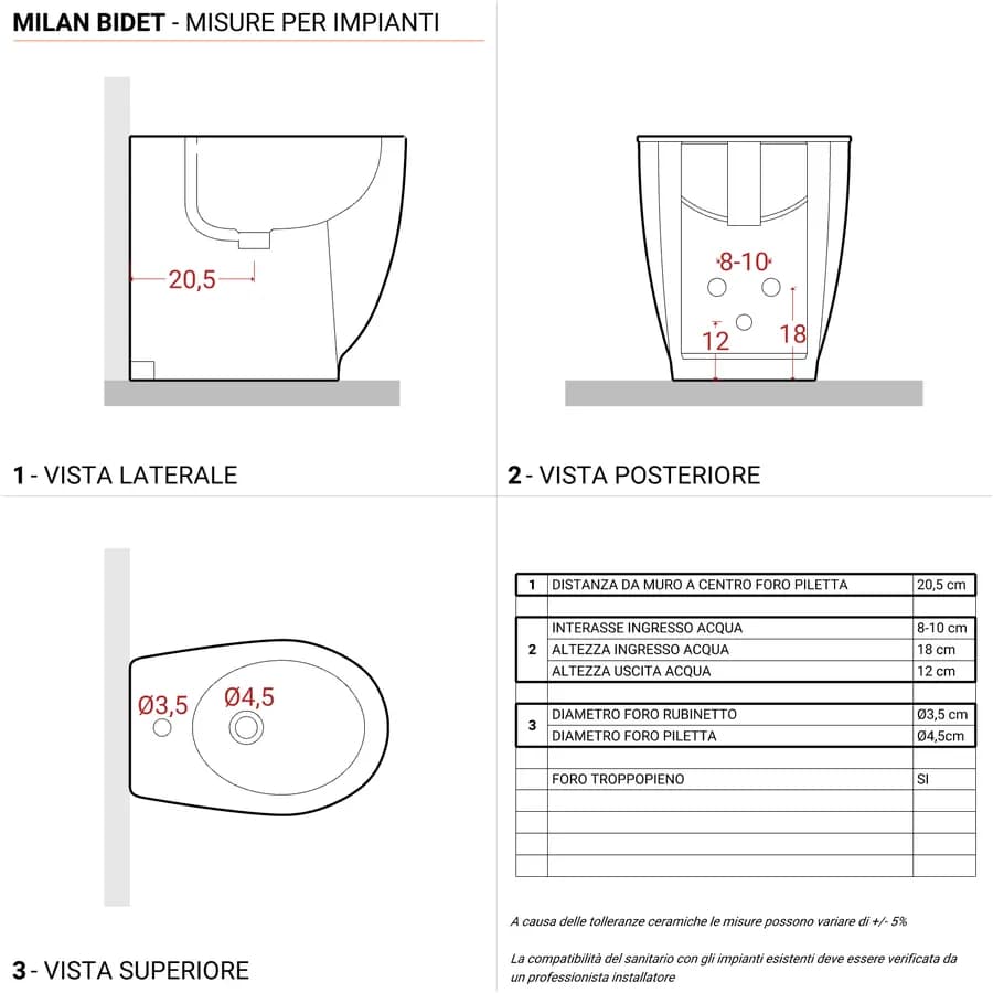 Sanitari filomuro in ceramica bianca e sedile copriwc