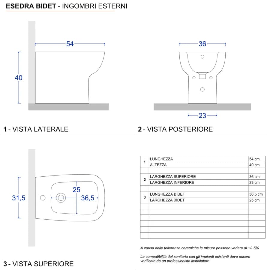 Sanitari filomuro in ceramica con scarico traslato - Esedra di Ideal Standard