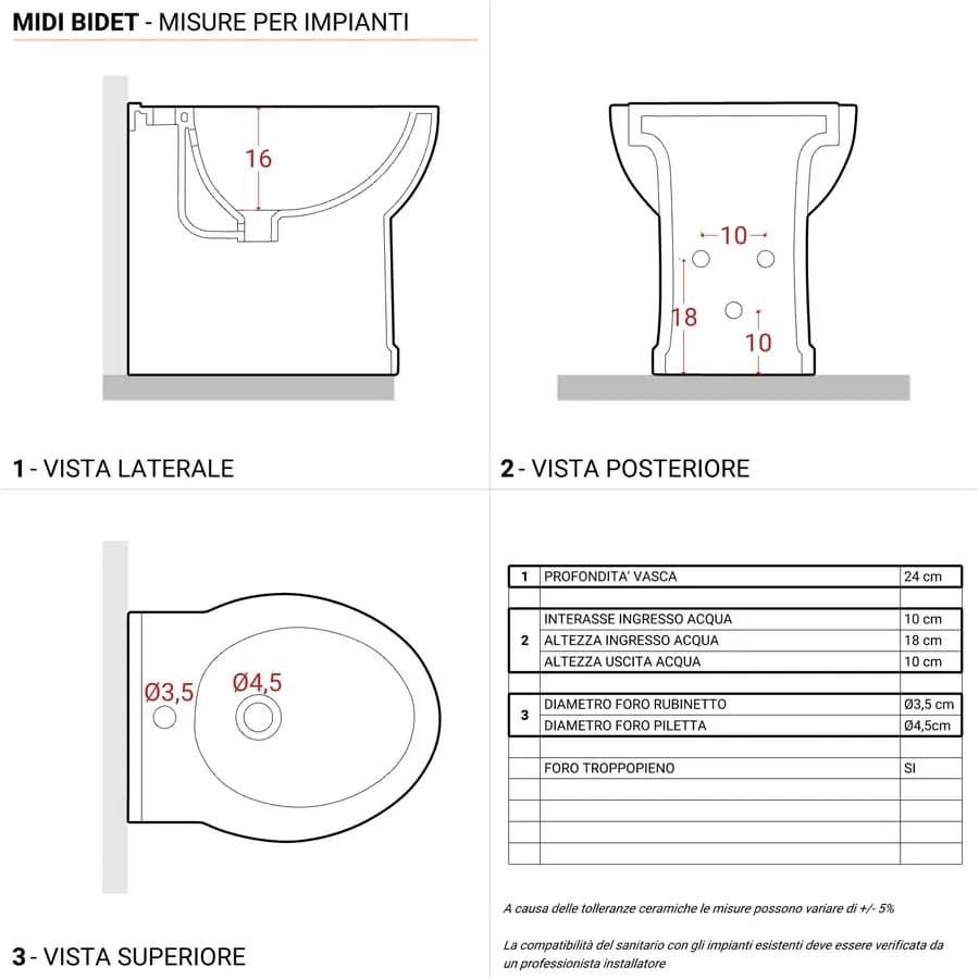 Sanitari filomuro in ceramica vaso + bidet + sedile soft close