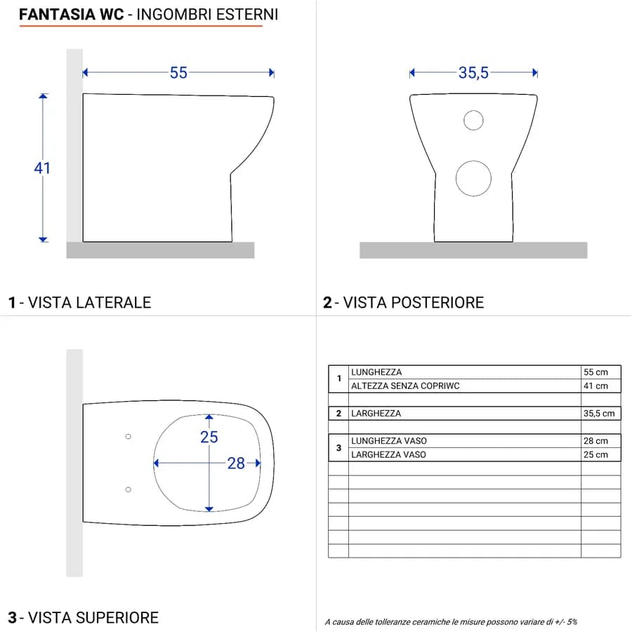 Sanitari filomuro scarico orizzontale o verticale Serie Fantasia - Geberit