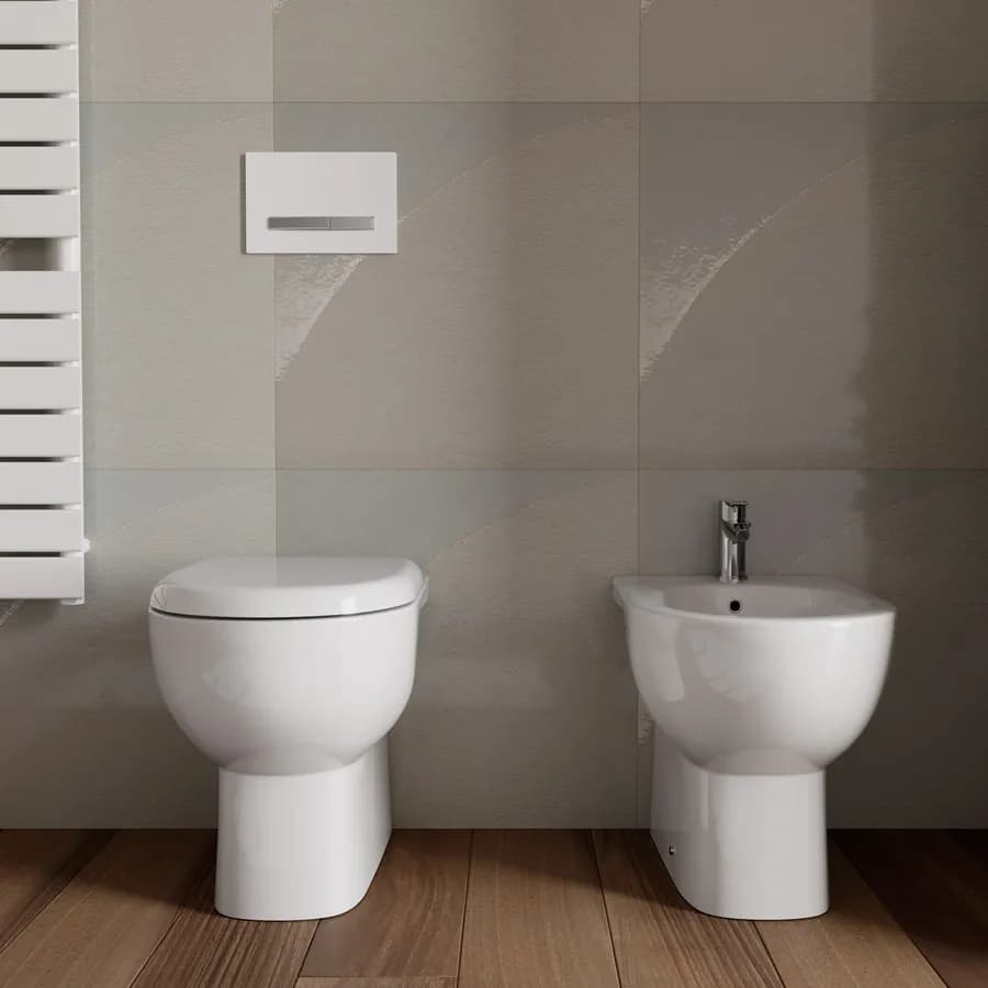 Sanitari filomuro vaso e bidet in ceramica 36x55x42,5h soft close - Ligor