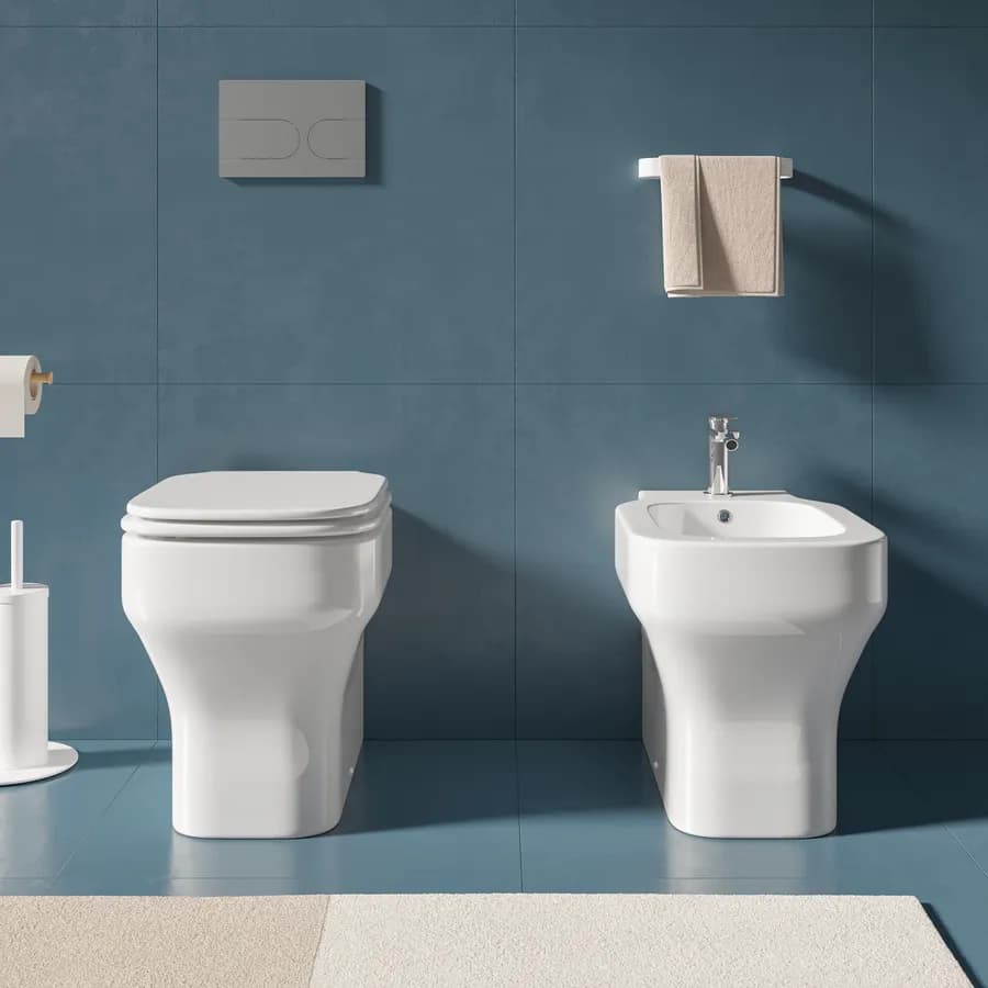 Sanitari filoparete Azzurra Glaze wc + bidet + Copriwc minimal Softclose