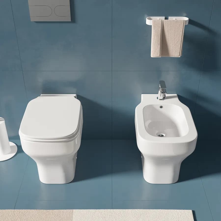 Sanitari filoparete Azzurra Glaze wc + bidet + Copriwc minimal Softclose