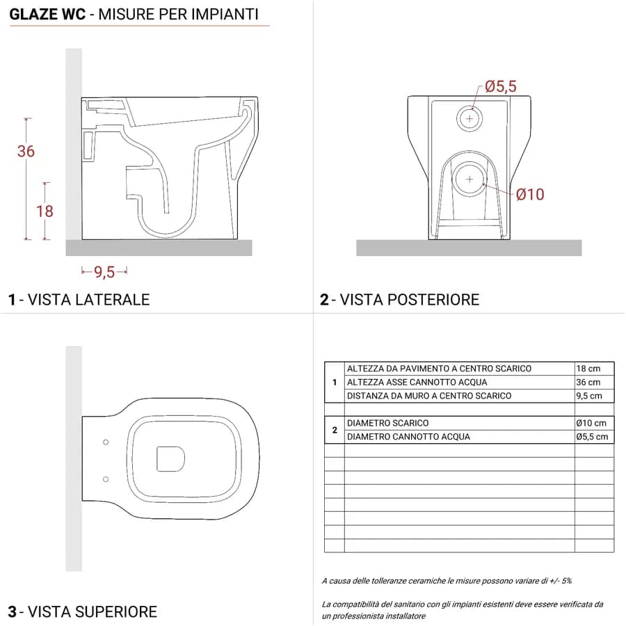Sanitari filoparete Azzurra Glaze wc + bidet + Copriwc minimal Softclose