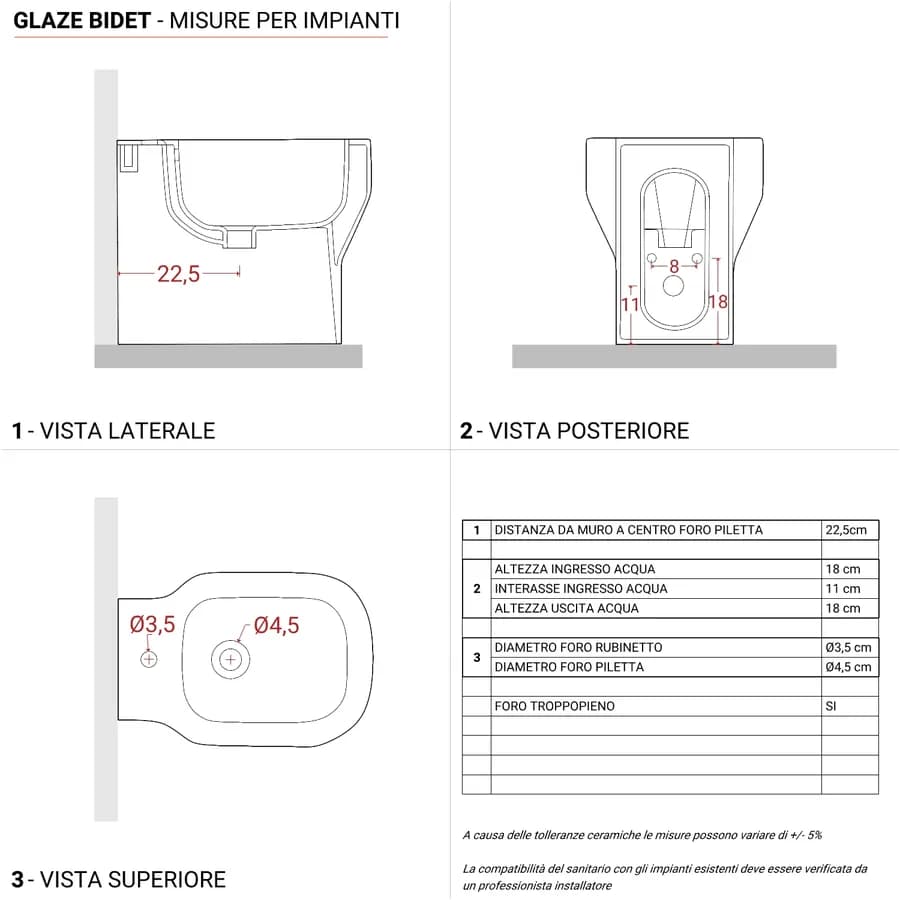 Sanitari filoparete Azzurra Glaze wc + bidet + Copriwc minimal Softclose