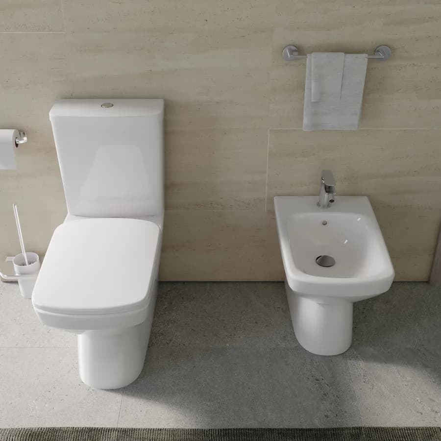 Sanitari monoblocco a cacciata rimfree allaccio inferiore Selnova Square - Geberit