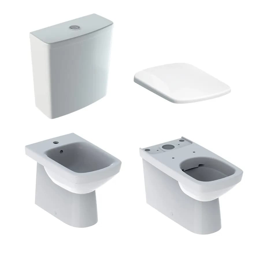 Sanitari monoblocco a cacciata rimfree allaccio inferiore Selnova Square - Geberit