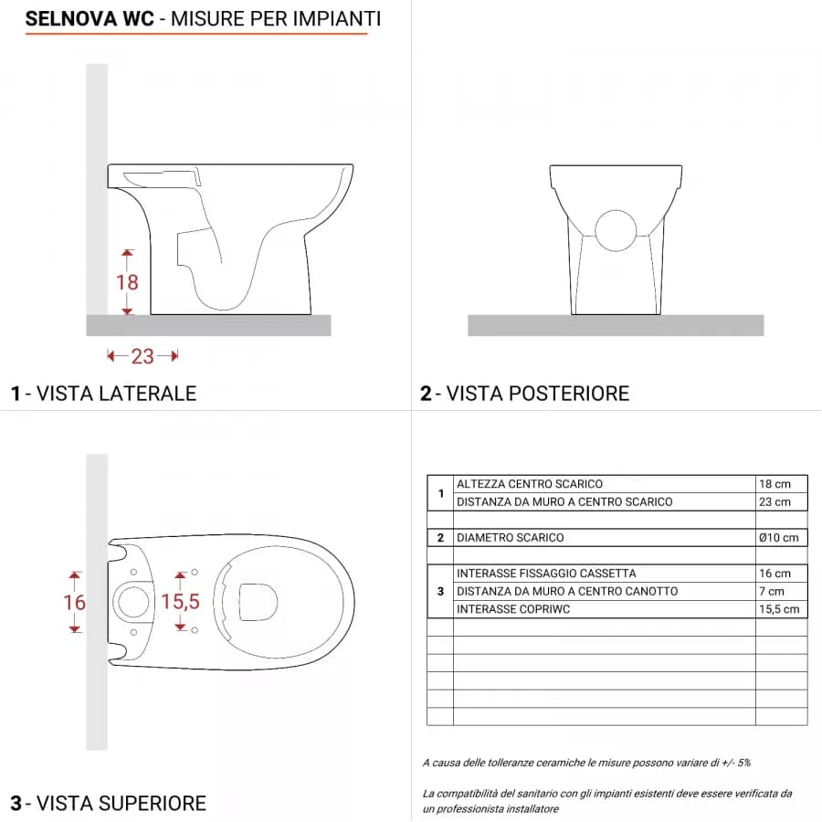 Sanitari monoblocco a cacciata rimfree allaccio inferiore Serie Selnova - Geberit