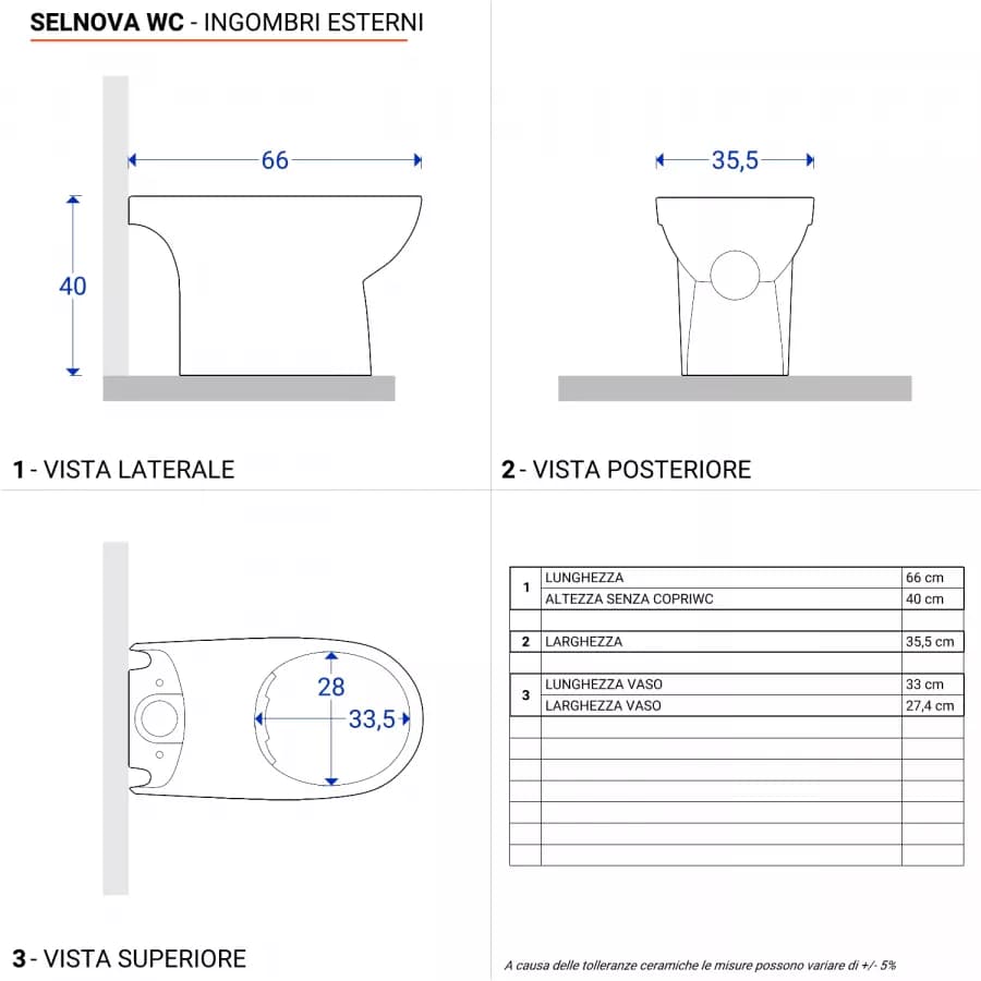 Sanitari monoblocco a cacciata rimfree allaccio laterale cerniere inox - Selnova di Geberit