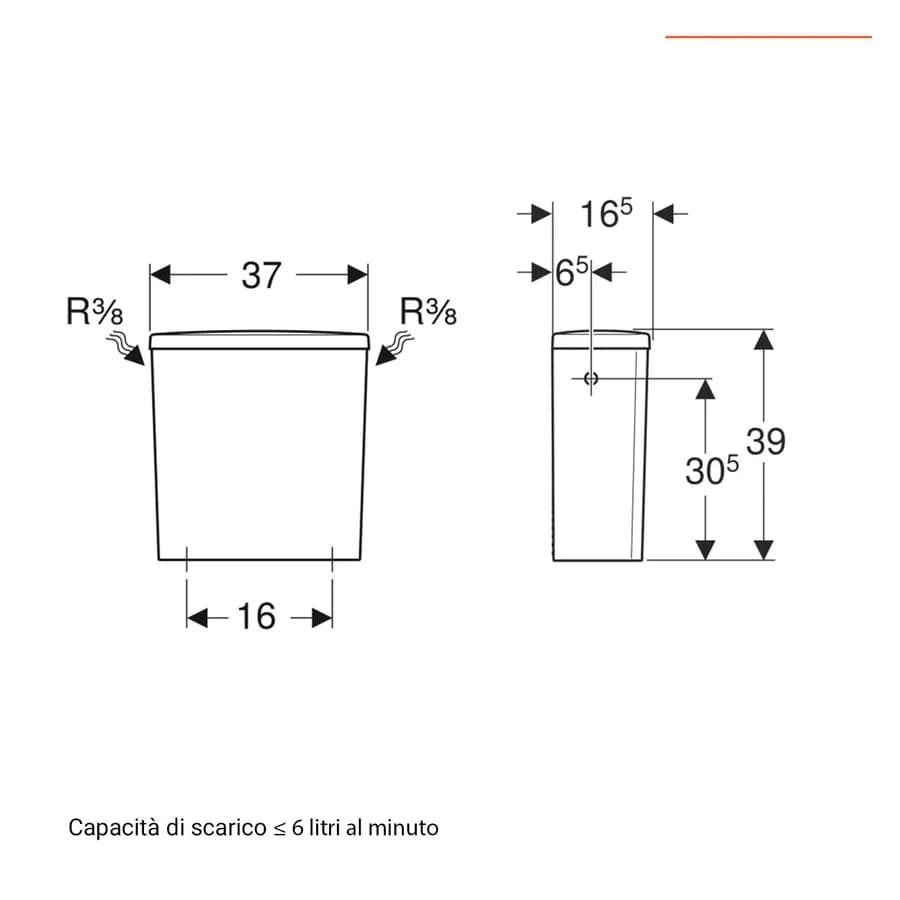 Sanitari monoblocco a cacciata rimfree allaccio laterale cerniere inox Serie Selnova - Geberit