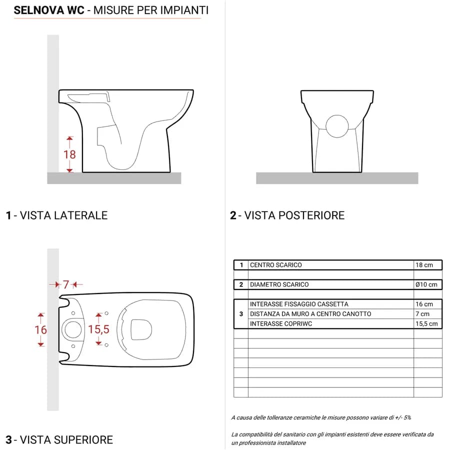Sanitari monoblocco a cacciata rimfree allaccio laterale Serie Selnova Square - Geberit