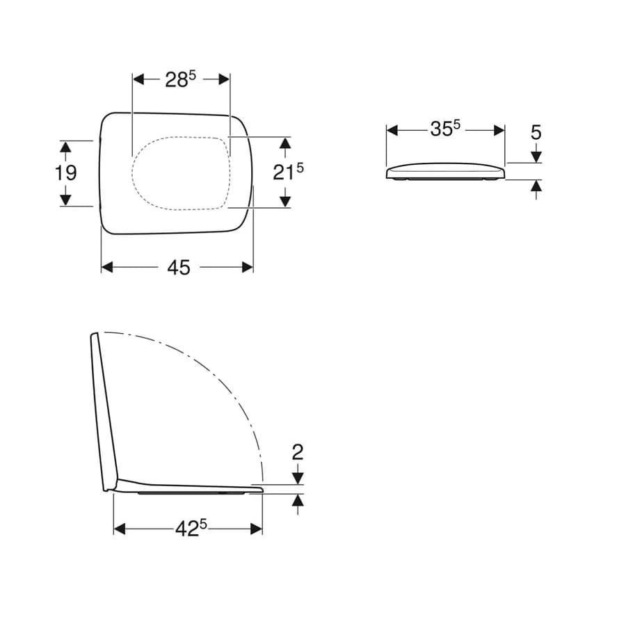 Sanitari monoblocco a cacciata rimfree allaccio laterale Serie Selnova Square - Geberit