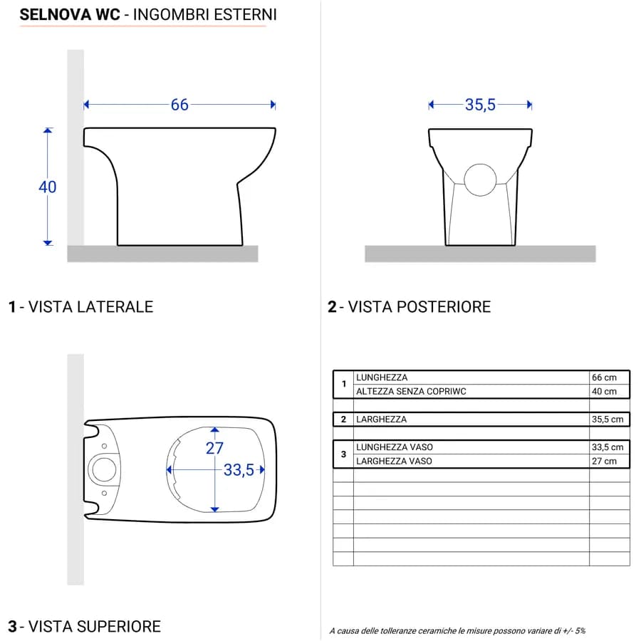 Sanitari monoblocco a cacciata rimfree allaccio laterale Serie Selnova Square - Geberit