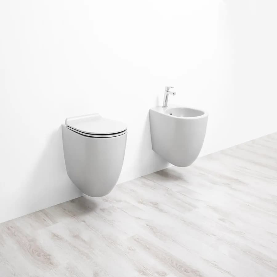 Sanitari opachi coppia sospesi bidet + wc + sedile tela opaco - Vignoni di Simas
