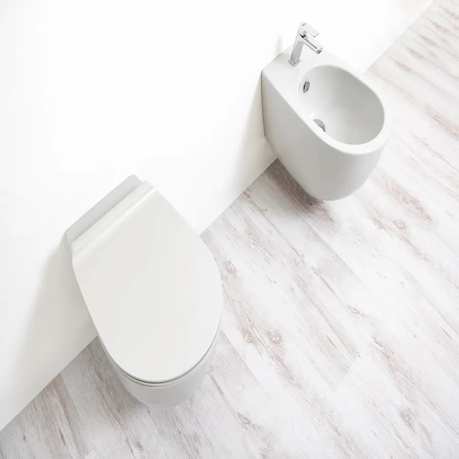 Sanitari opachi coppia sospesi bidet + wc + sedile tela opaco - Vignoni di Simas