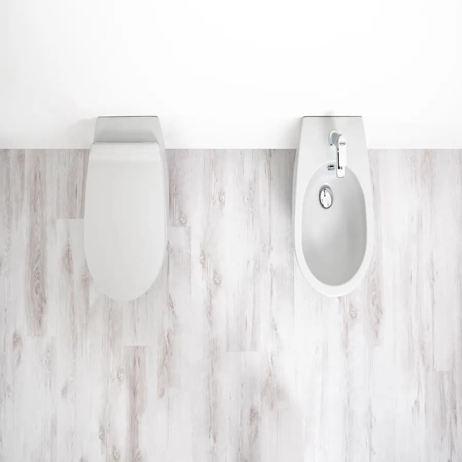 Sanitari opachi coppia sospesi bidet + wc + sedile tela opaco - Vignoni di Simas