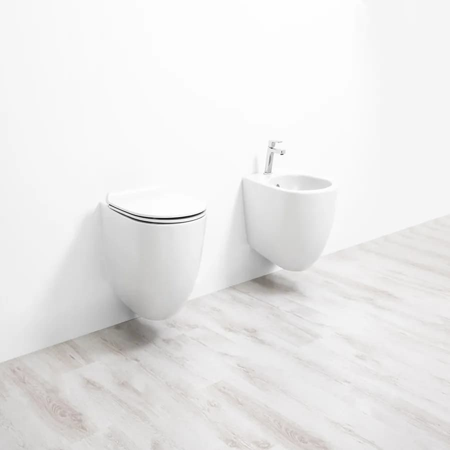 Sanitari sospeso bidet + wc + sedile 56 cm bianco opaco - Vignoni di Simas