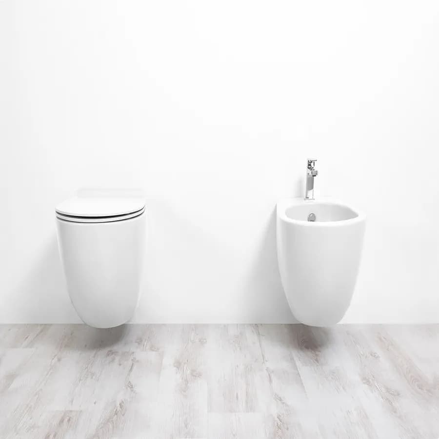 Sanitari sospeso bidet + wc + sedile 56 cm bianco opaco - Vignoni di Simas