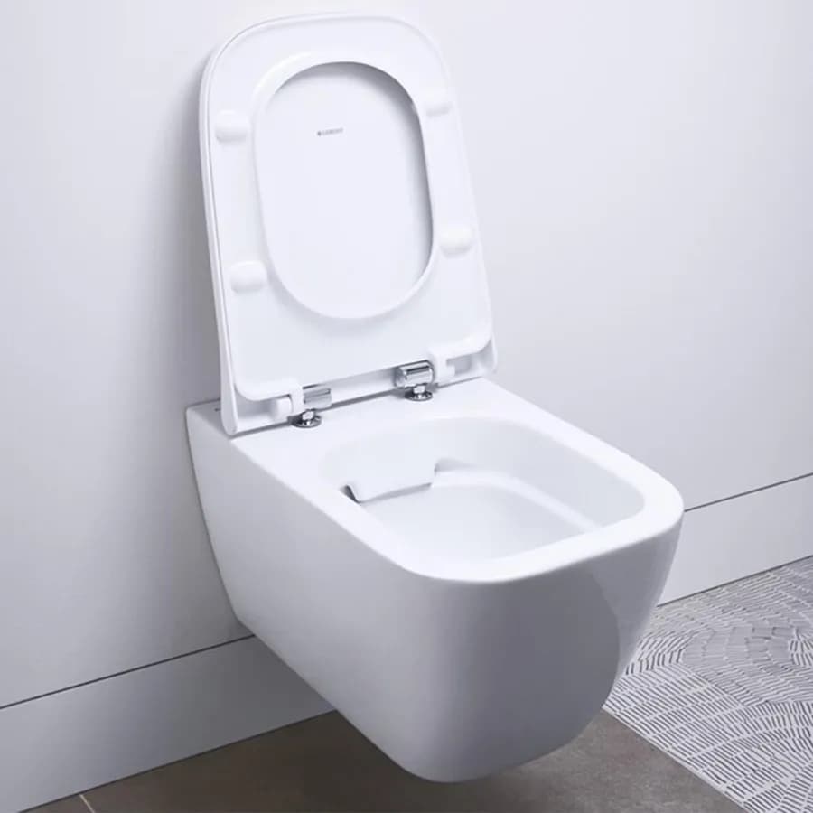 Sanitari sospesi a cacciata rimfree Keratect sedile SoftClose Smyle Square - Geberit