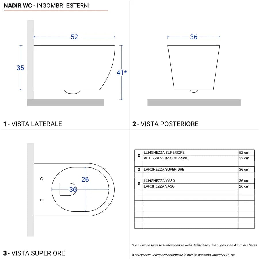 Sanitari sospesi bianco opaco a risparmio idrico con sedile softclose - Nadir