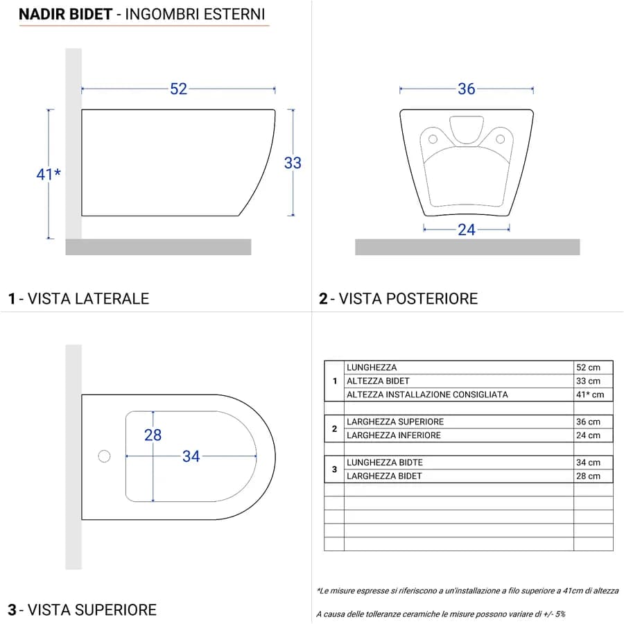 Sanitari sospesi bianco opaco a risparmio idrico con sedile softclose - Nadir