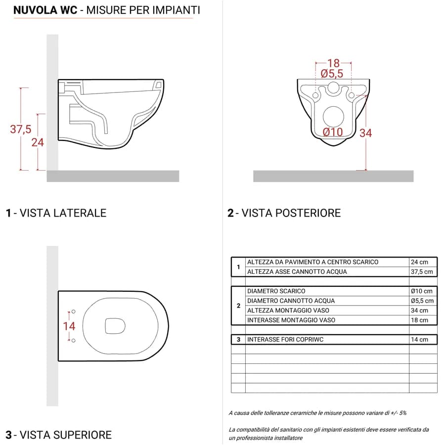 Sanitari sospesi Azzurra NUVOLA in ceramica wc bidet e sedile softclose