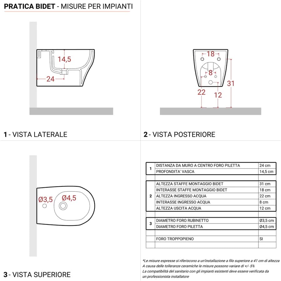 Sanitari sospesi Azzurra serie Pratica in ceramica con sedile copri wc softclose