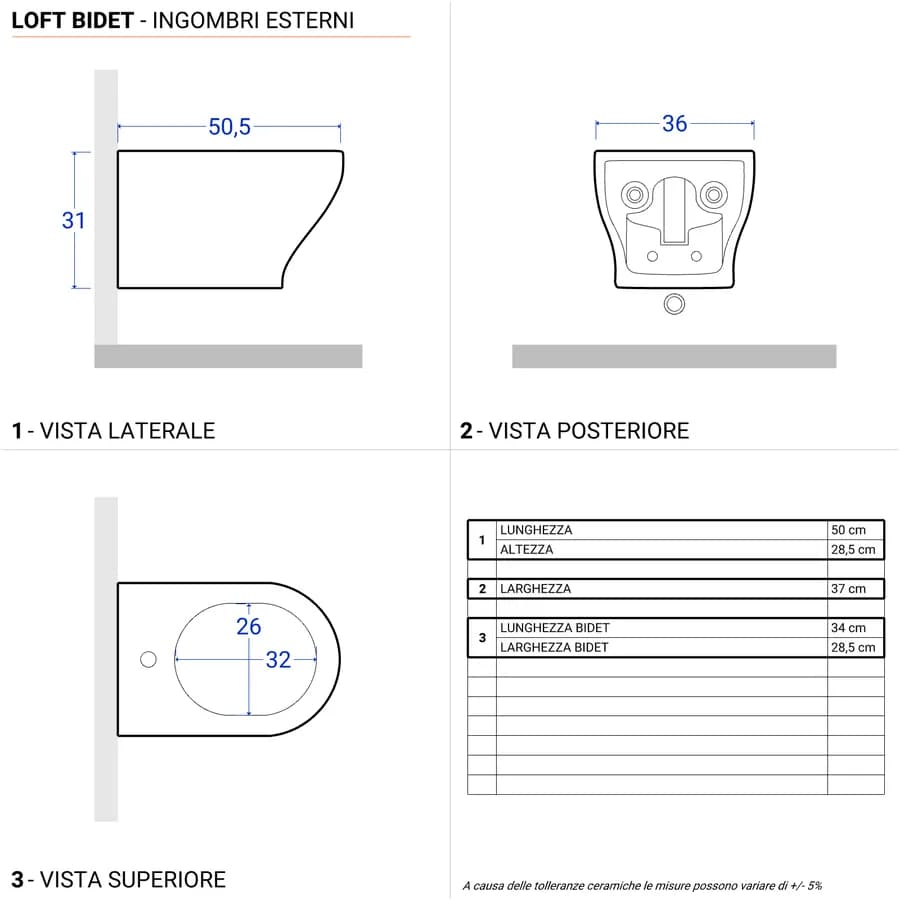 Sanitari sospesi in ceramica bianca con sedile copriwc slim