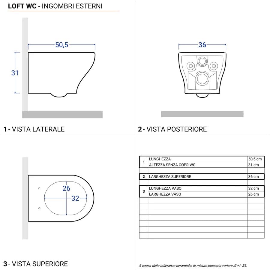 Sanitari sospesi in ceramica bianca con sedile copriwc slim soft-close