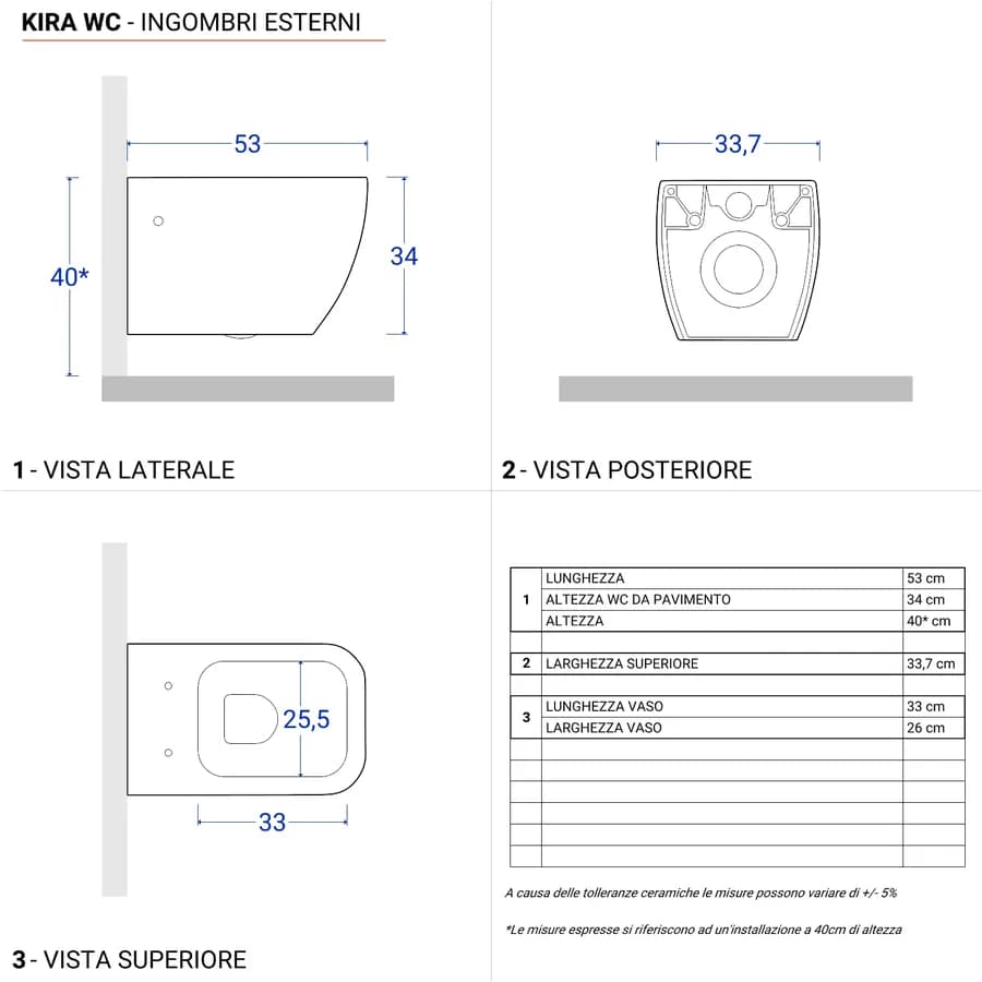 Sanitari sospesi in ceramica con sedile copri wc con chiusura softclose - Kira
