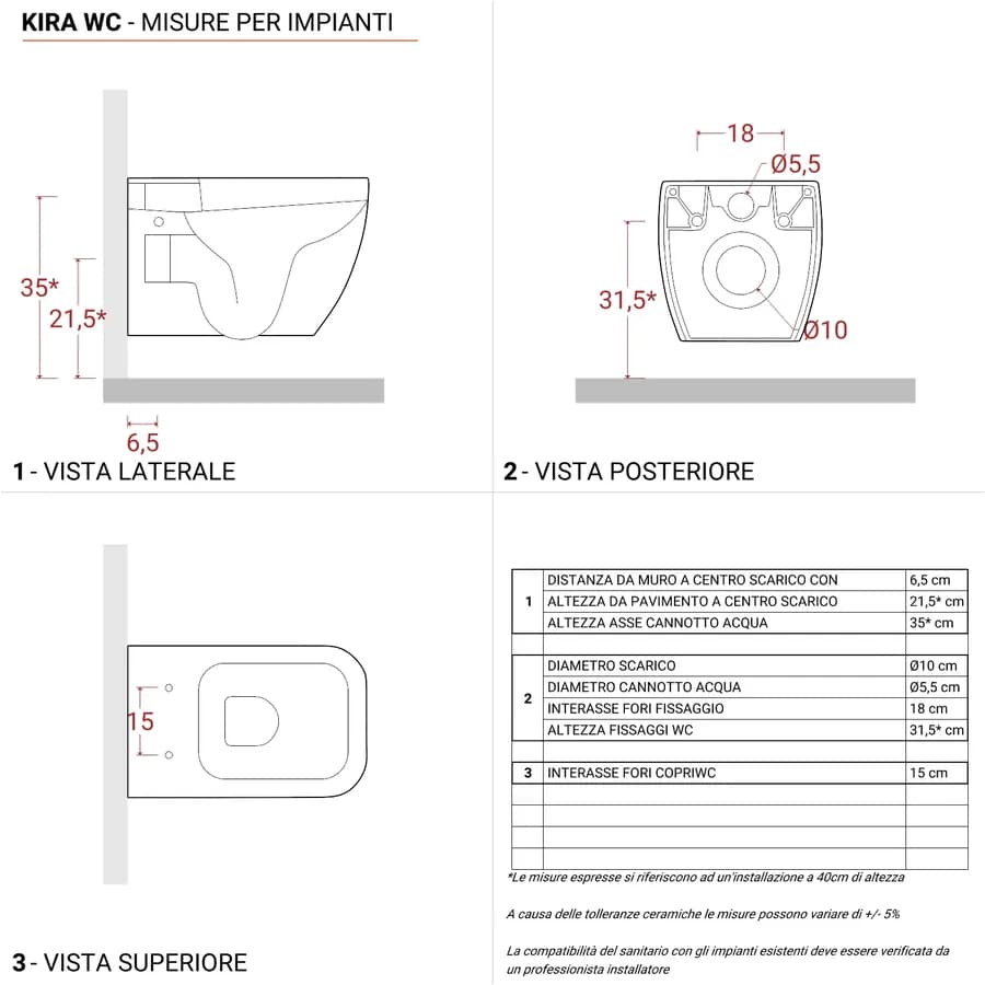 Sanitari sospesi in ceramica con sedile copri wc con chiusura softclose - Kira