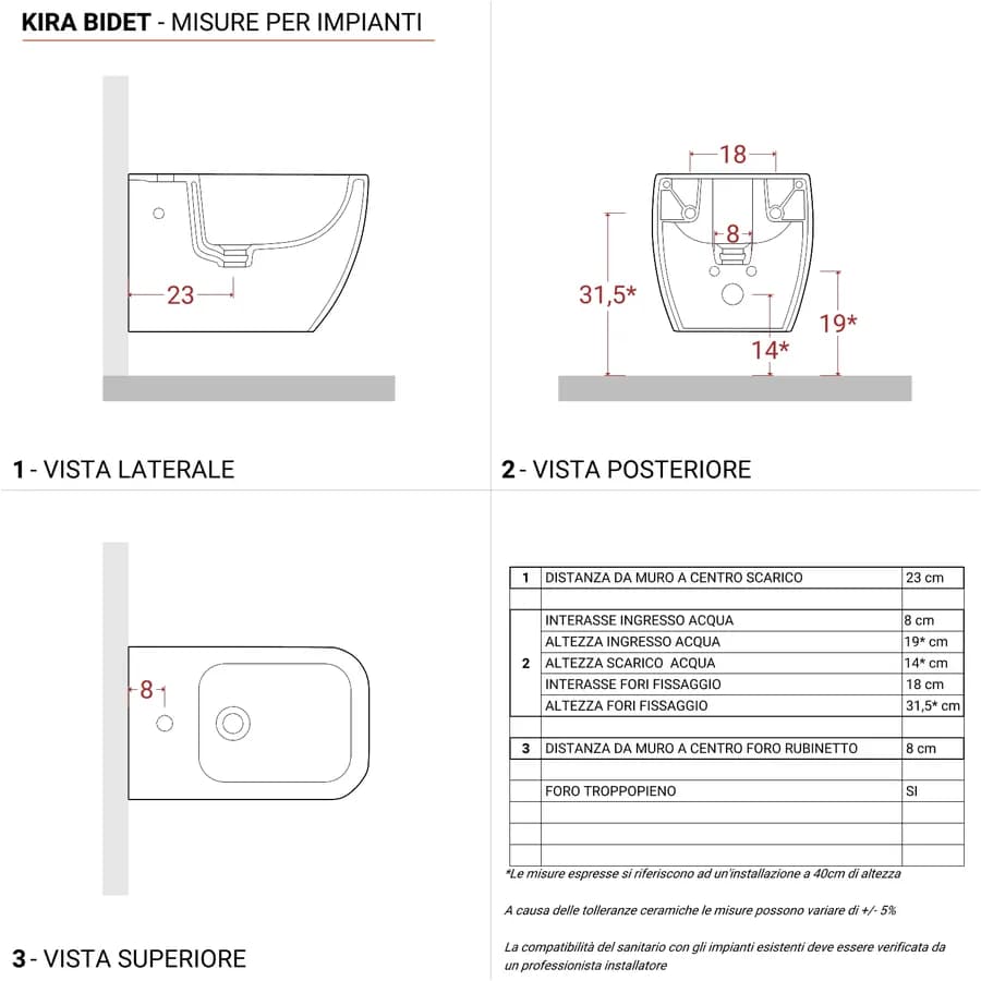 Sanitari sospesi in ceramica con sedile copri wc con chiusura softclose - Kira