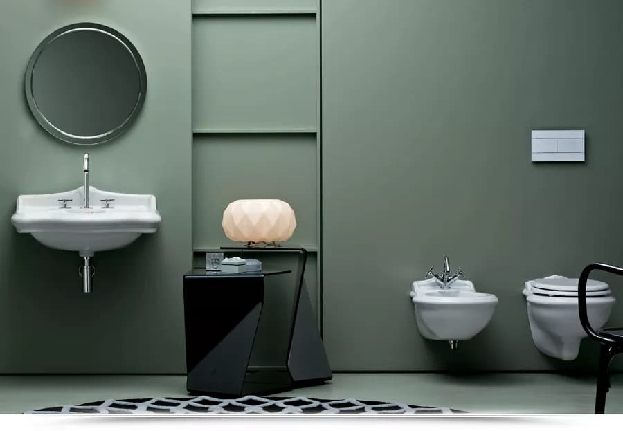 Sanitari sospesi in ceramica serie JUBILAEUM di Azzurra con sedile copri wc design classico