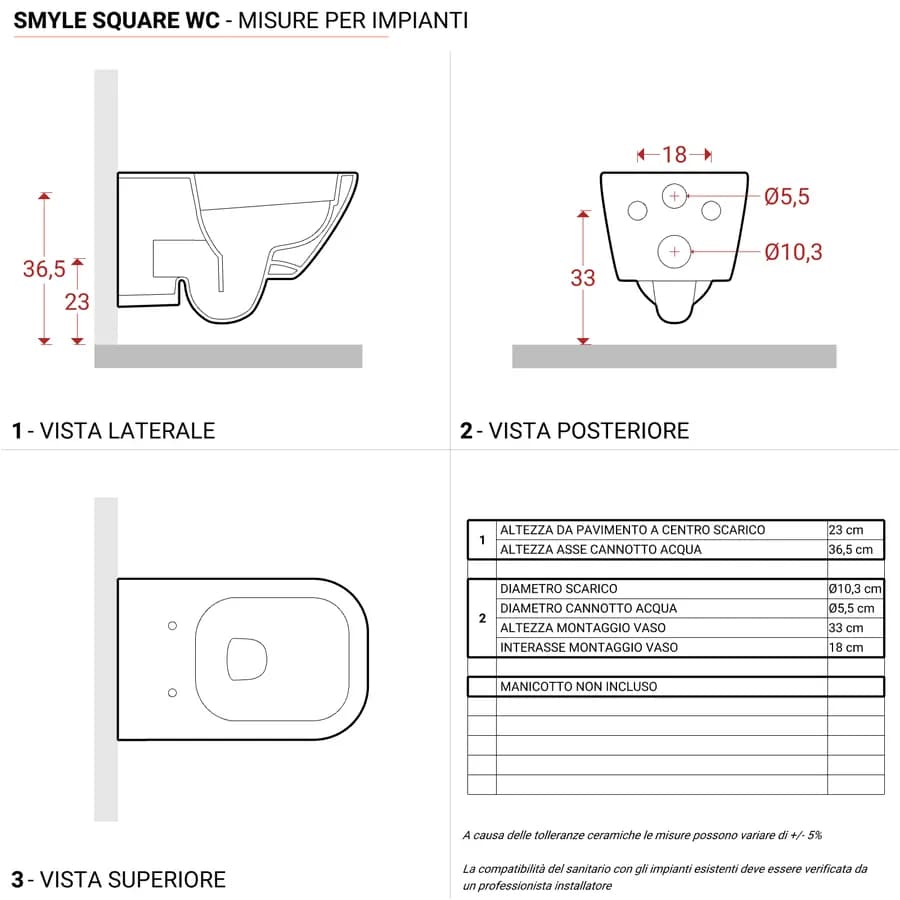 Sanitari sospesi rimfree sedile Soft Close Serie Smyle Square - Geberit