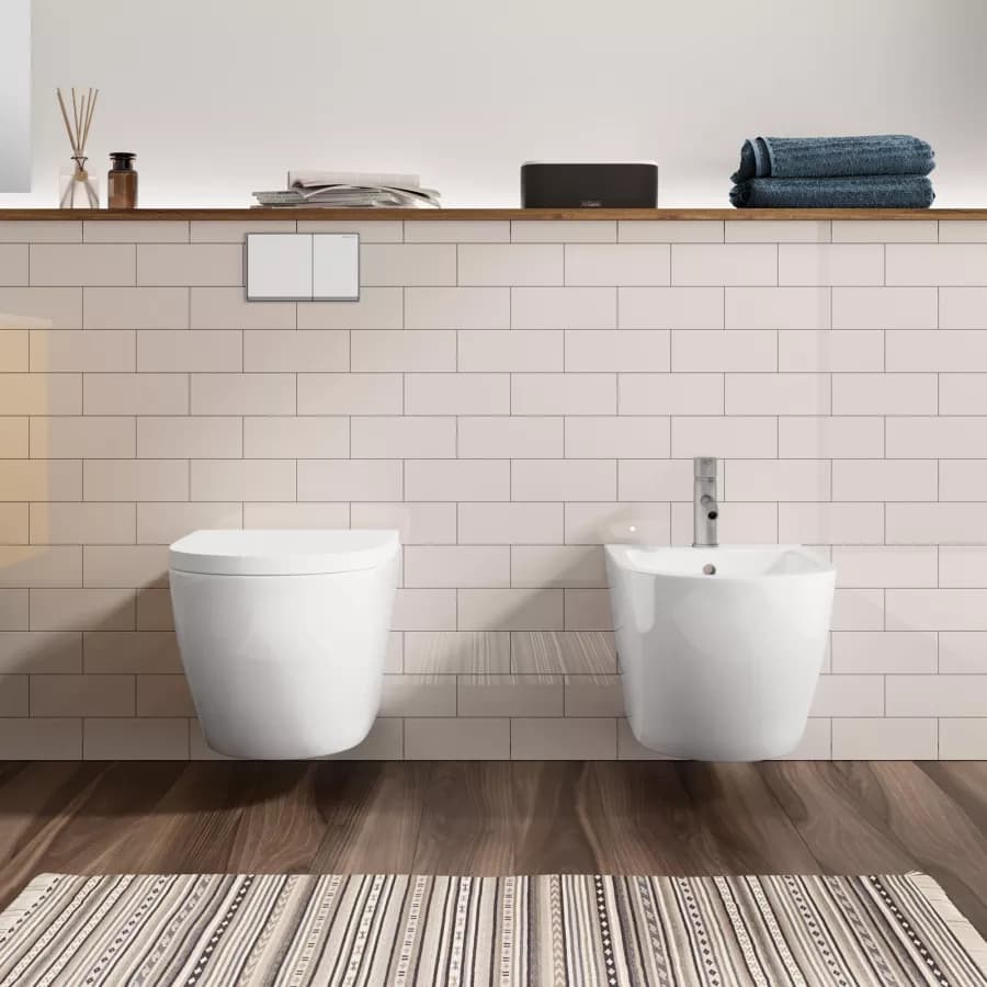 Sanitari sospesi rimless ceramica Volga risciacquo integrale con copriwc softclose