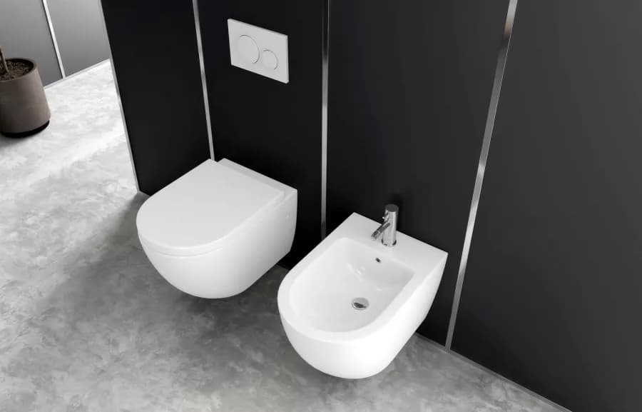 Sanitari sospesi rimless ceramica Volga risciacquo integrale con copriwc softclose
