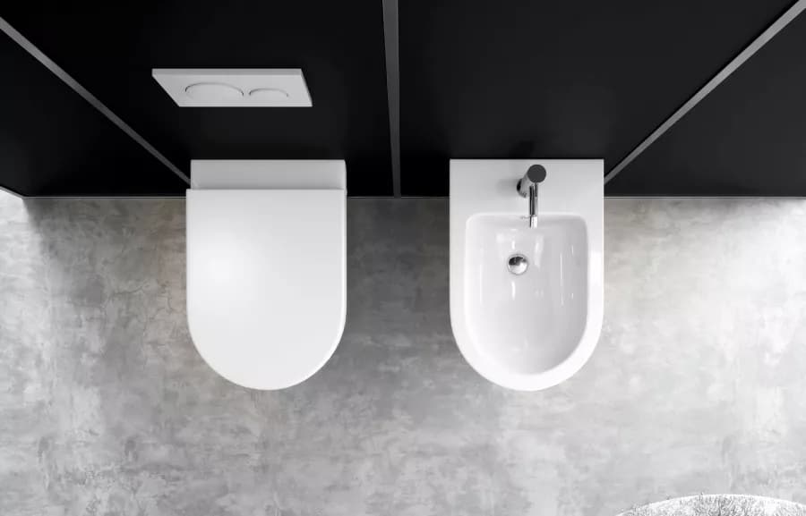 Sanitari sospesi rimless ceramica Volga risciacquo integrale con copriwc softclose