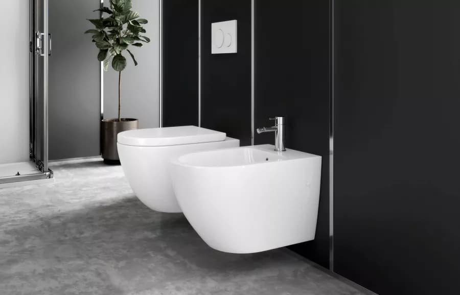 Sanitari sospesi rimless ceramica Volga risciacquo integrale con copriwc softclose