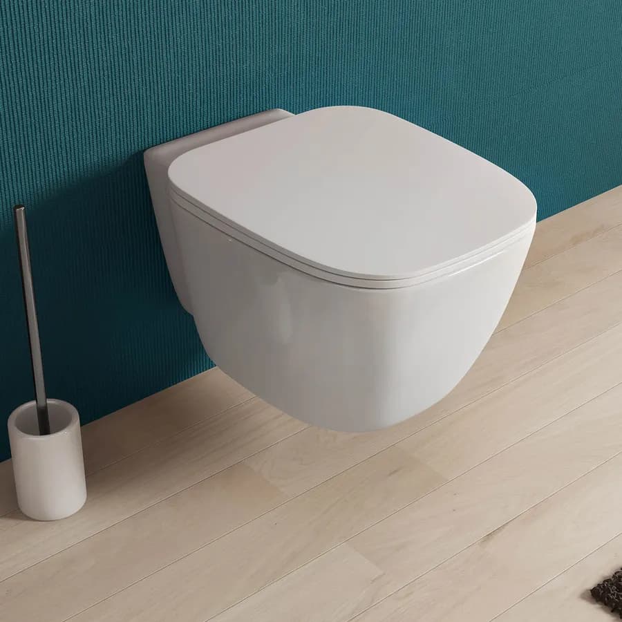 Sanitario ceramica wc singolo sospeso con sedile soft-close ceramica bianca - Kumo