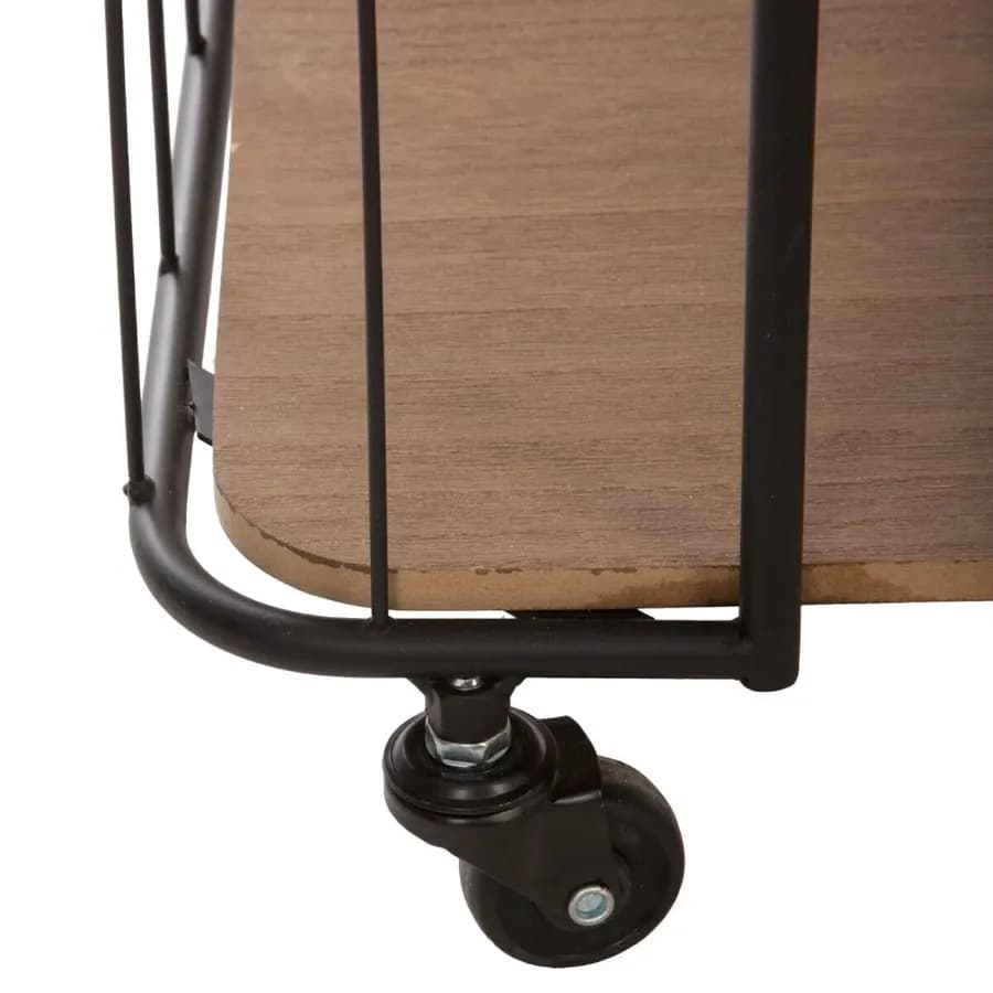 Carrello da cucina 71x98h cm in metallo nero con 4 ripiani in legno naturale