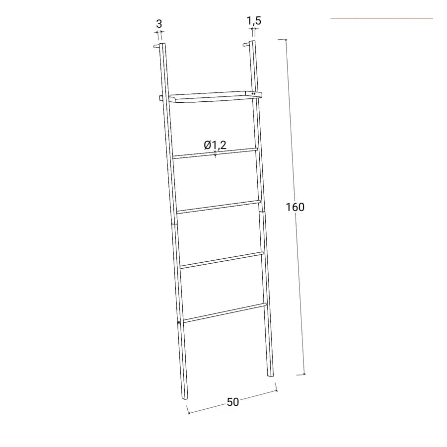 Scala porta salviette da parete 160 h cm in metallo bianco con ripiano - Zeit