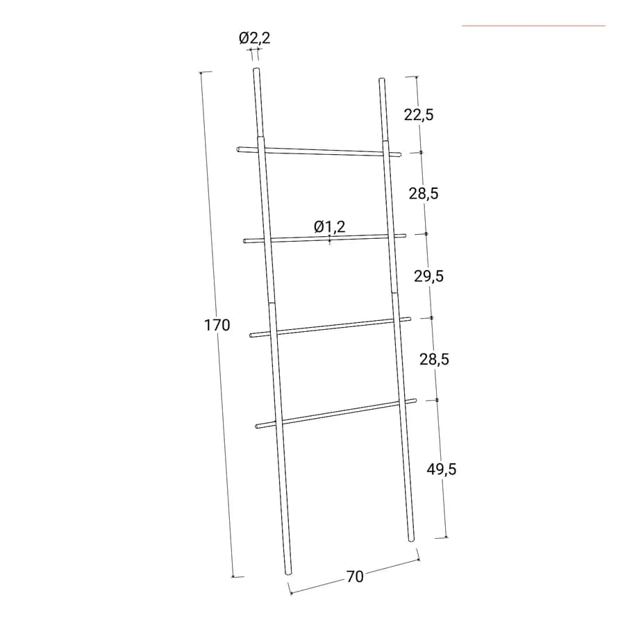 Scala porta salviette da parete 170 h cm in metallo bianco e legno di pino - Pluma