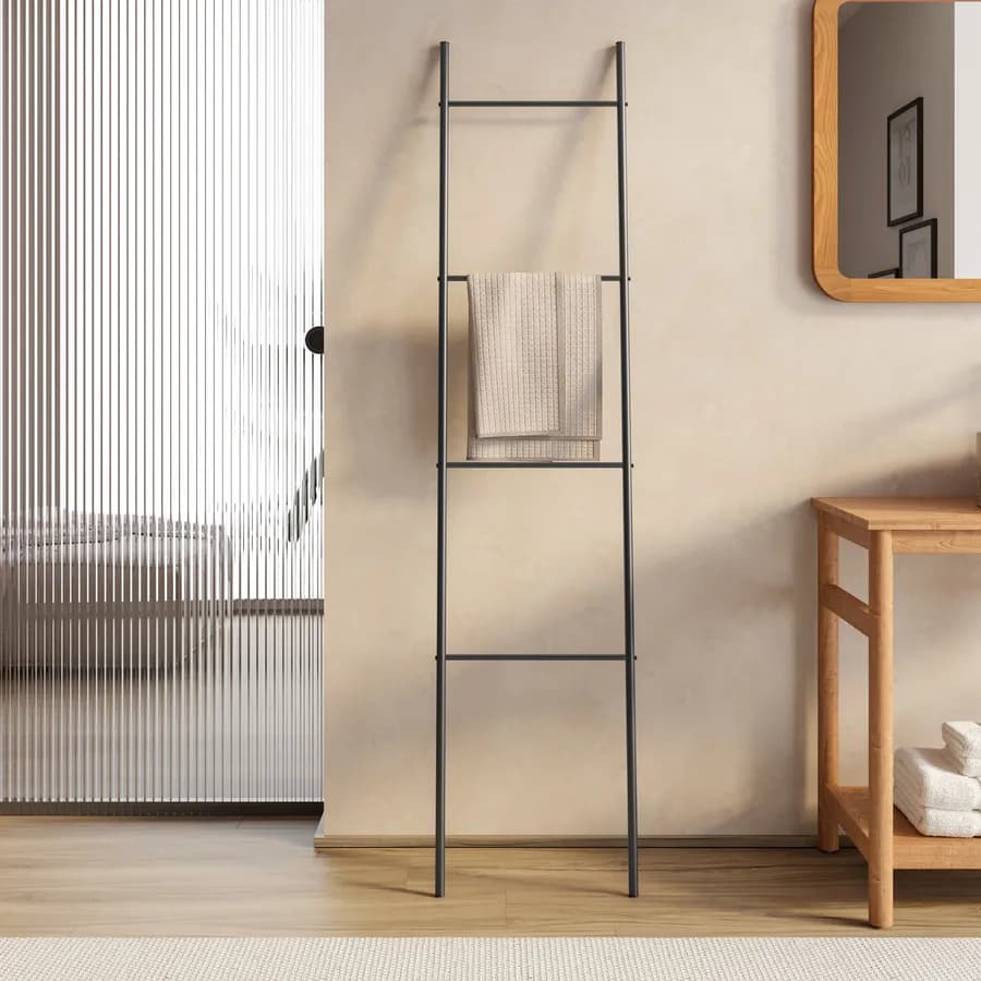 Scala porta salviette da parete 175 h cm in metallo nero - Selica
