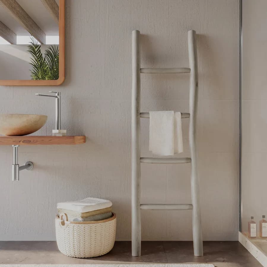 Scala portasciugamani 150 h cm in legno teak bianco