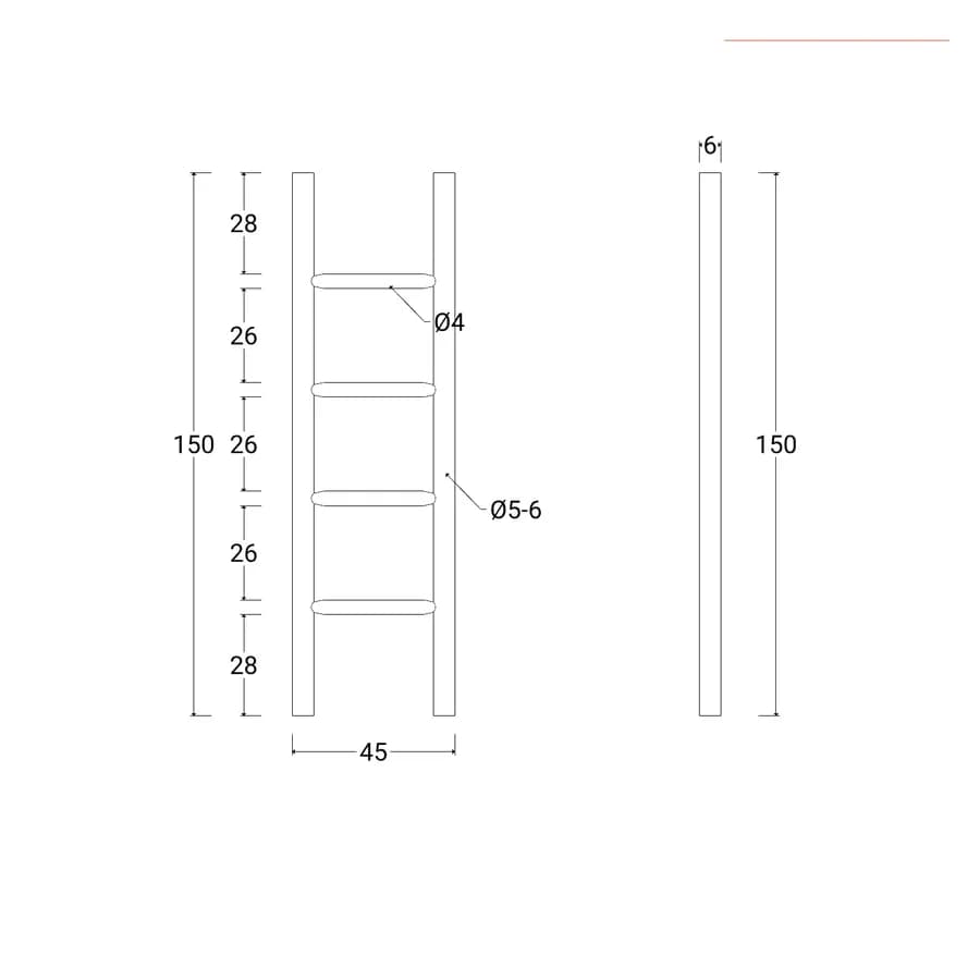 Scala portasciugamani 150 h cm in legno teak bianco
