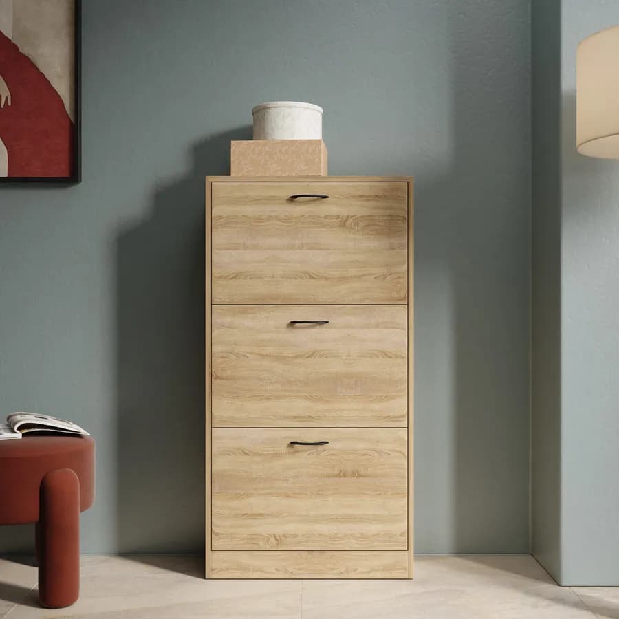 Scarpiera 60x116h cm rovere moderno con 3 ante - Tlifin
