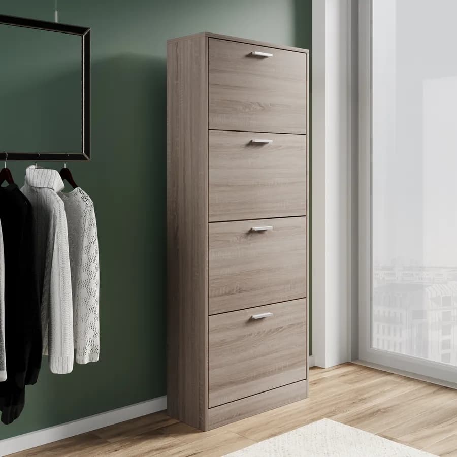 Scarpiera 60x153h cm rovere con 4 ante a ribalta - Sonic