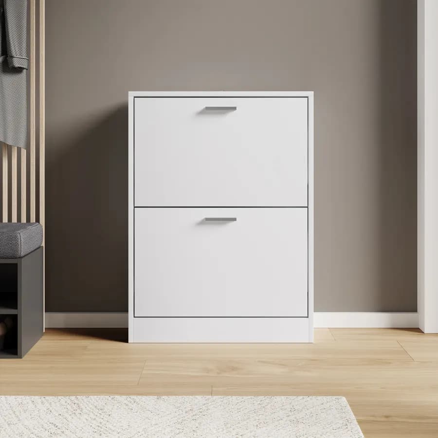 Scarpiera salvaspazio 60x82h cm bianco con 2 ante a ribalta - Sonic