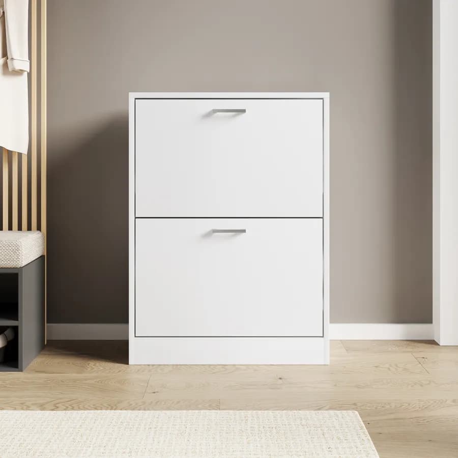 Scarpiera 60x82h cm bianco con 2 ante a ribalta - Sonic