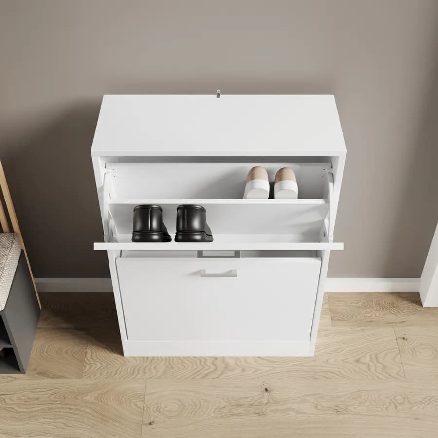 Scarpiera 60x82h cm bianco con 2 ante a ribalta - Sonic